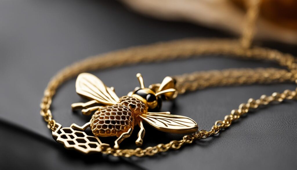 Honeycomb bee necklace