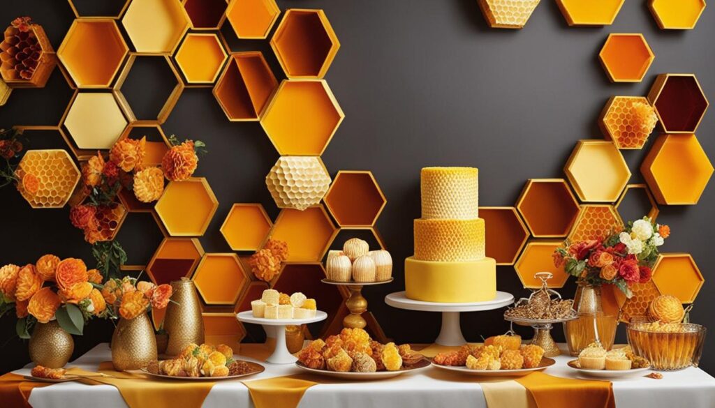 hexagonal dessert table backdrop