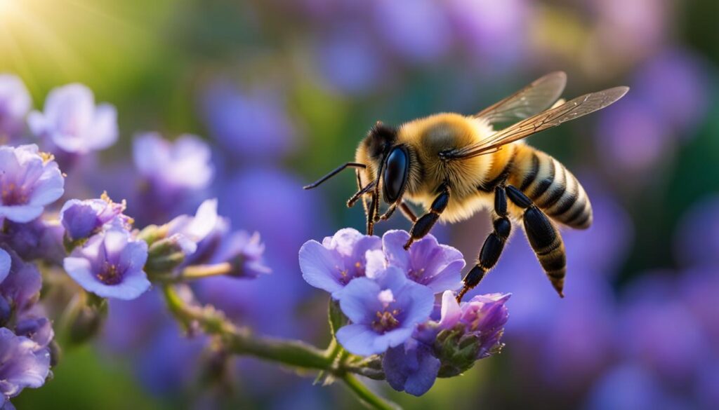 honey bee collecting pollen on its legs