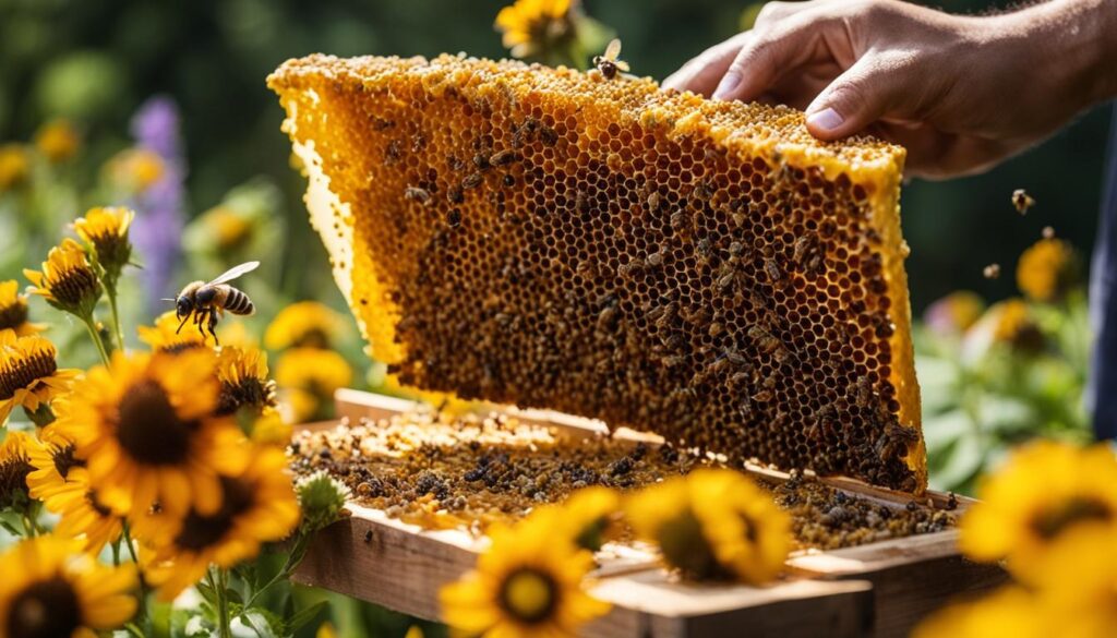 honey production in honeycomb bee hives