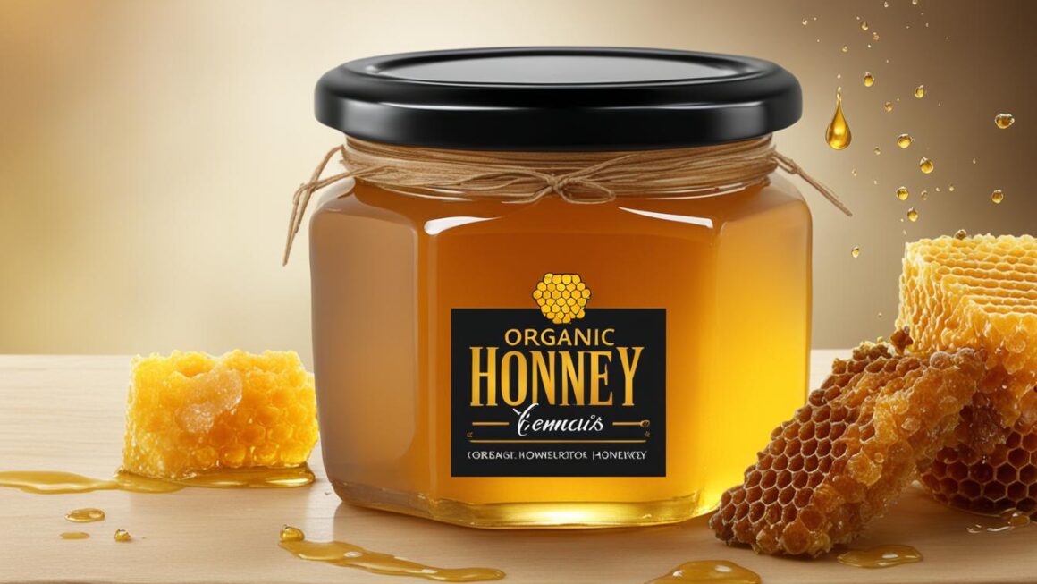 honey with honeycomb in jar