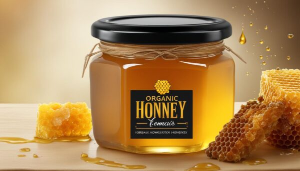 Organic Honey with Honeycomb in Jar