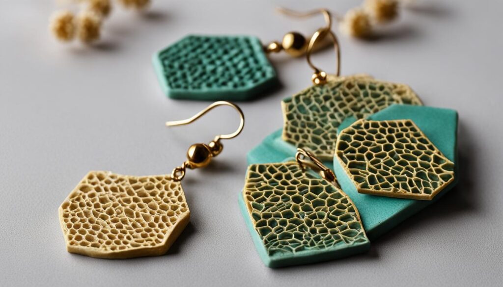 honeycomb embossed clay earrings