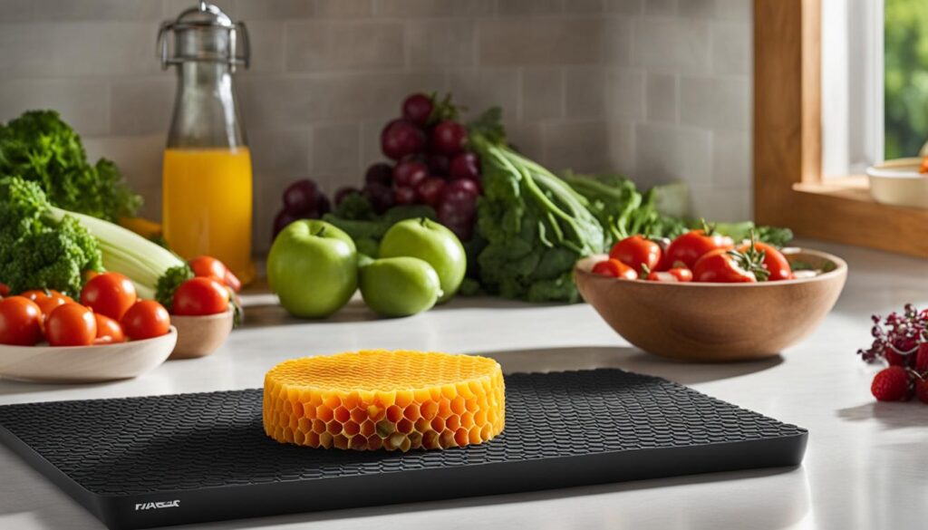 honeycomb silicone mat in a kitchen