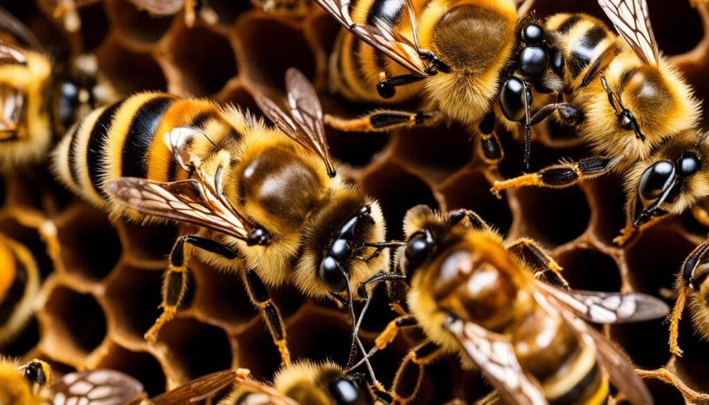 queen bee and worker bee interaction
