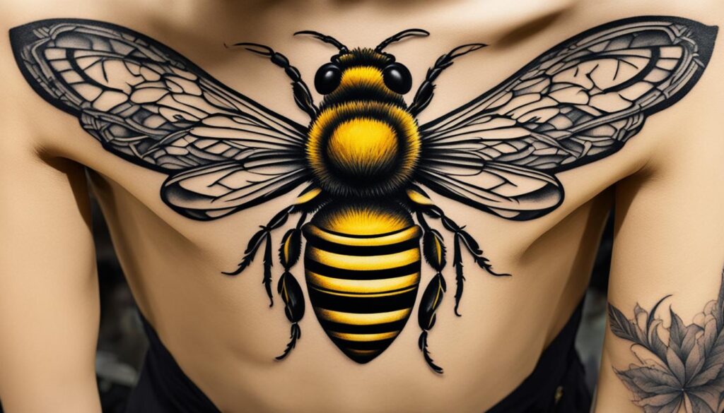 queen bee tattoo on upper arm