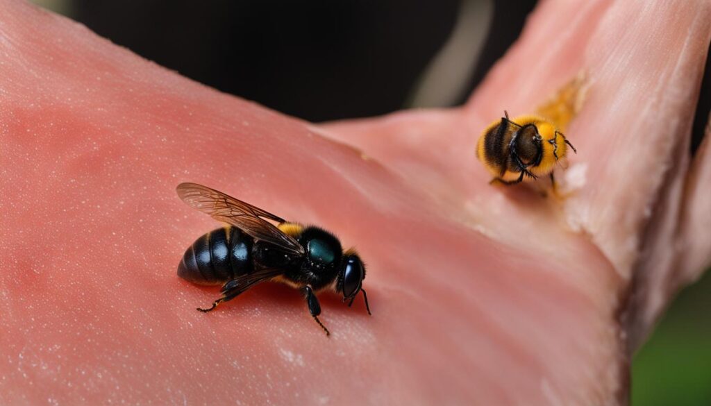 symptoms of carpenter bee bites