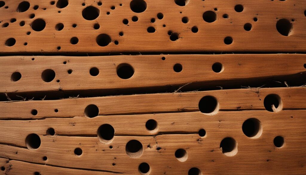 wood damage caused by carpenter bees